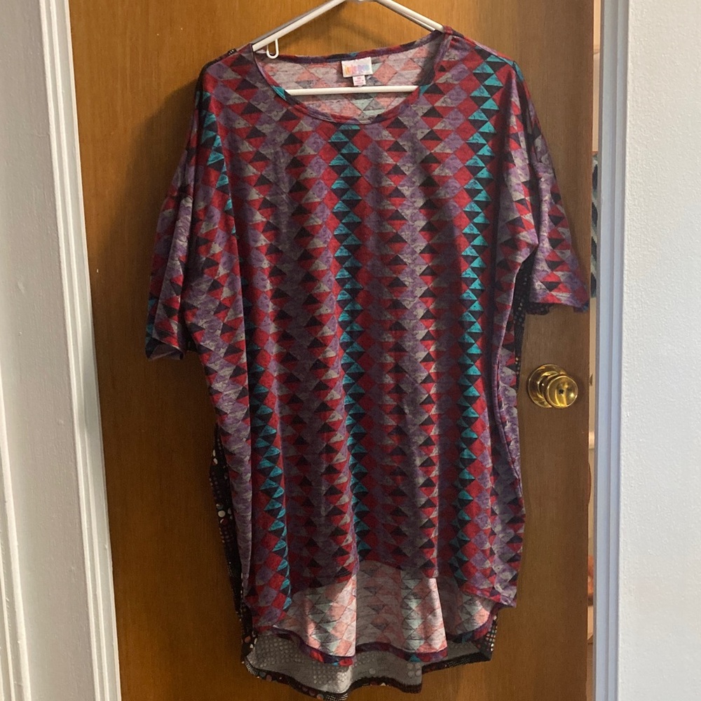 LuLaRoe Geometric Pattern Tunic - Red, Blue, Black